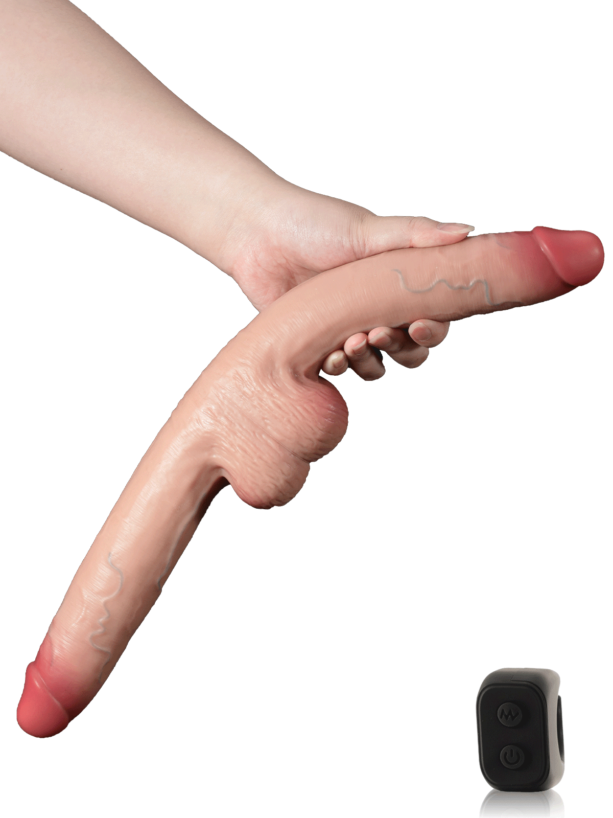 Cute Girlfriends Ride a Sliding Skin Vibrating Double Ended Dildo With Wireless Remote Control