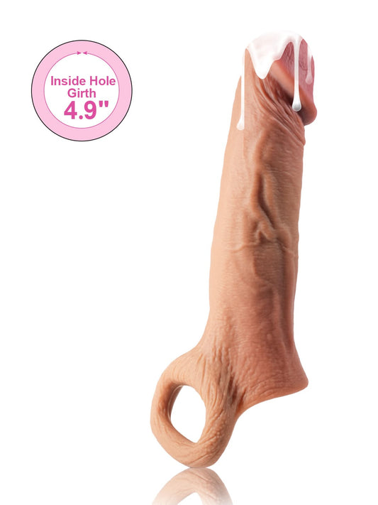 8” Length x 4.9” Girth M/L Size Open Tip Penis Sleeve