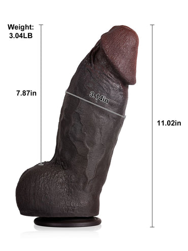 Diego Black Extra Realistic Huge And Thick Dildo- 11*3.1 Inch