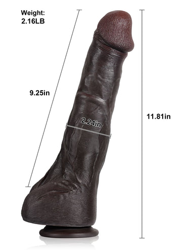 Henry Black Huge Anal Dildo With Metal Keel Bendable - 12*2 Inch