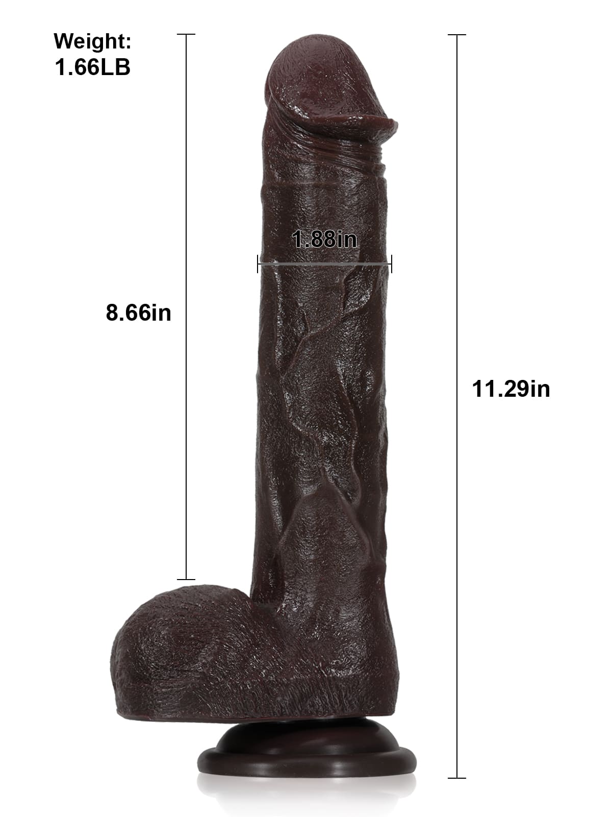 Hunny Brown Huge Thrusting Dildo- 11*1.85 Inch