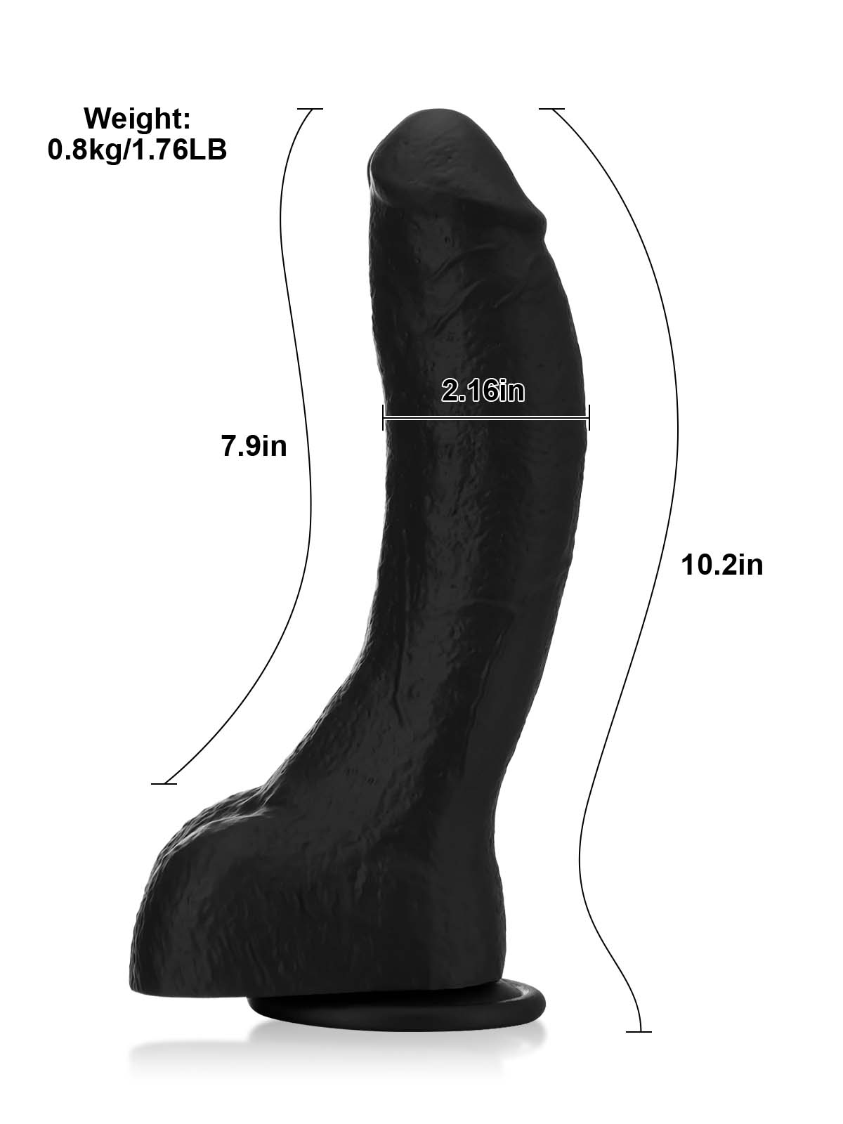 Jason Luv BBC Black Soft Thick Curved Realistic Dildo- 10*2 Inch
