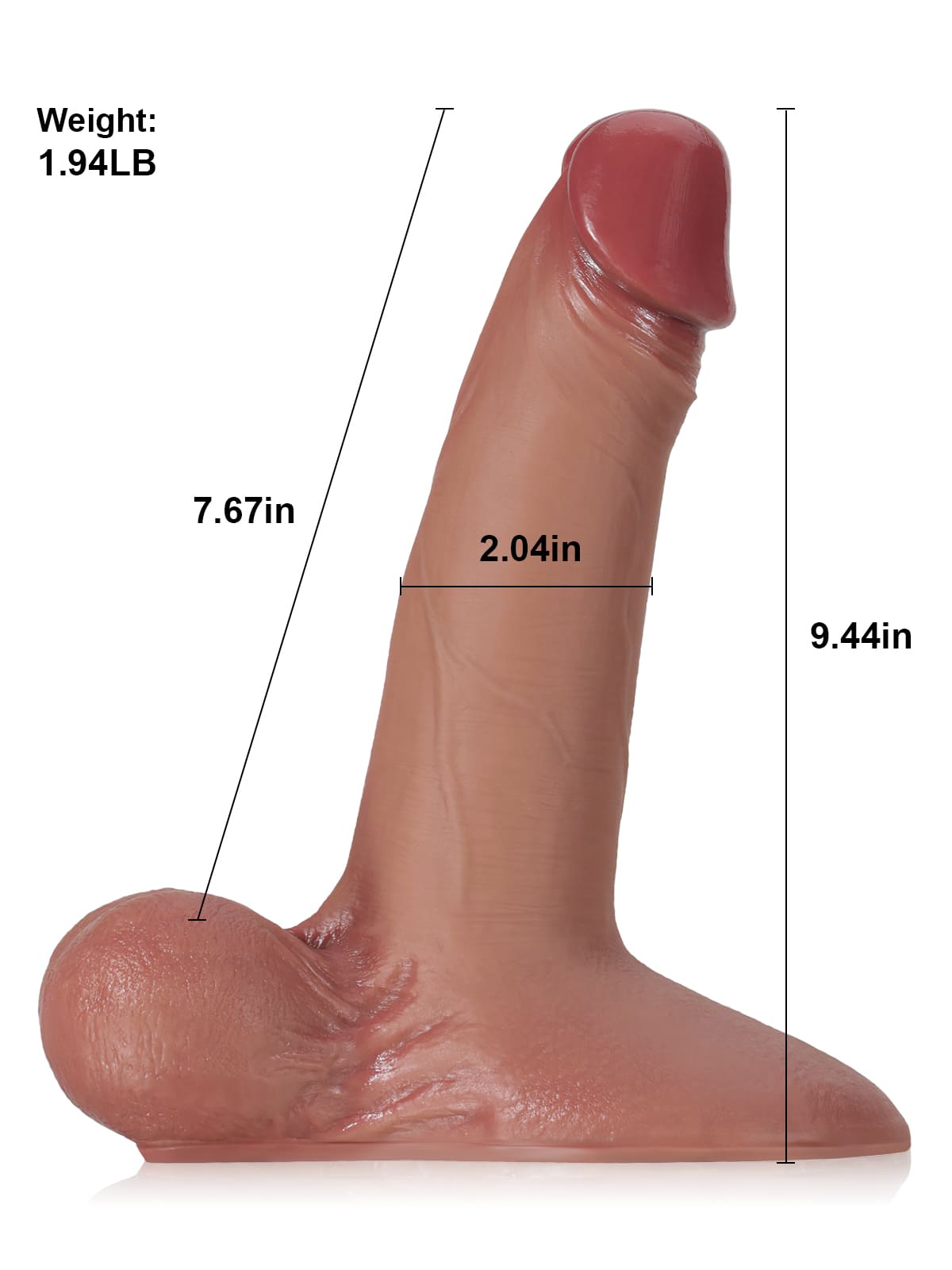 Patriot II Sliding Skin Vac-U-Lock Dildo With Moving Balls  & Vac U Lock Suction Cup - 9.4*2 Inch