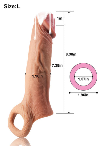 8” Length x 4.9” Girth M/L Size Open Tip Penis Sleeve