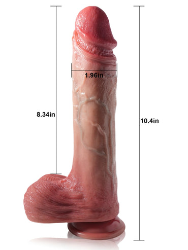 Operator 10.4" x 2" Thrusting Vibrating Dildo with Dual Stimulation