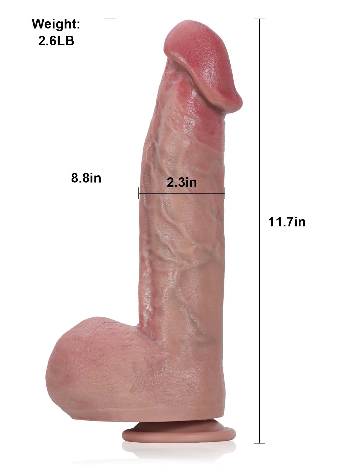 Tom Thick Huge Mushroom Head Glans Dildo With Metal Keel - 11.7*2.3 Inch
