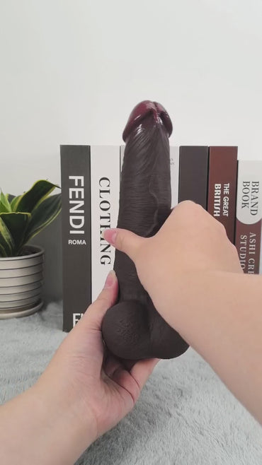 James II Black Sliding Skin Dildo With Soft Moving Balls - 9*2 Inch