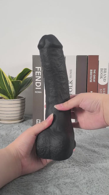 Jason Luv BBC Black Soft Thick Curved Realistic Dildo- 10*2 Inch