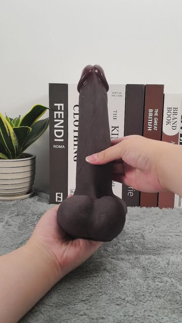 Patriot II Black Sliding Skin Vac-U-Lock Dildo With Moving Balls & Vac U Lock Suction Cup - 9.4*2 Inch