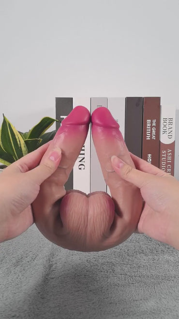 Cute Girlfriends Ride a Sliding Skin Vibrating  Double Ended Dildo With Wireless Remote Control