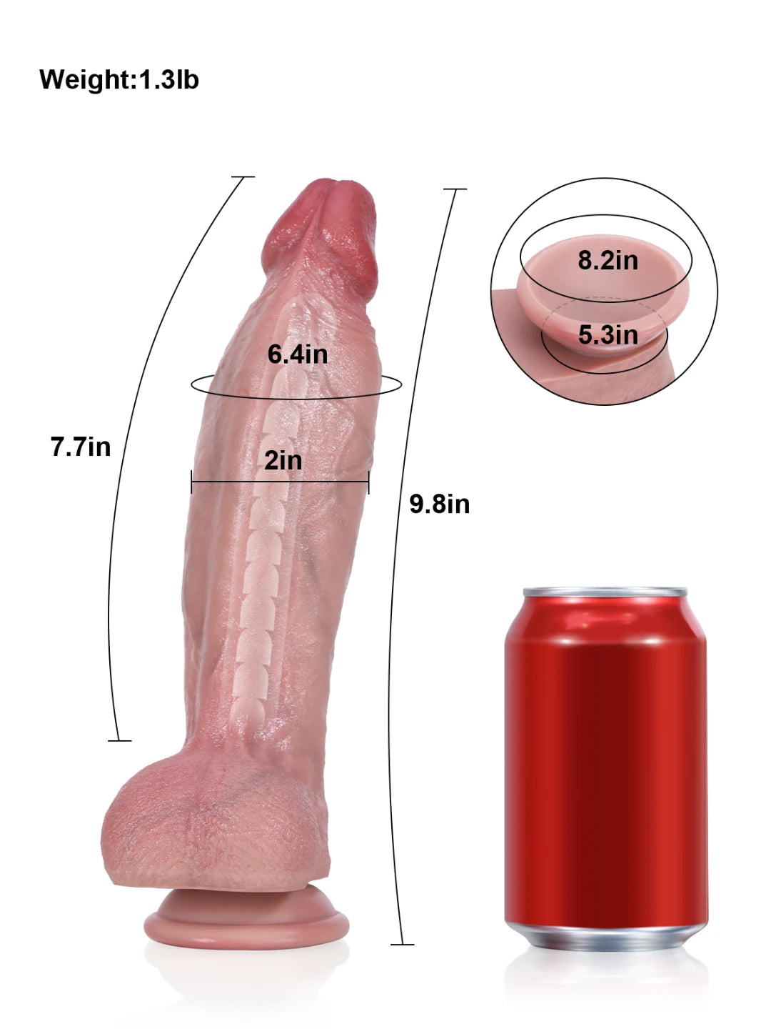 Indiana 9.8" x 2" Extra Thick Dual-Density Dildo With Swollen Balls