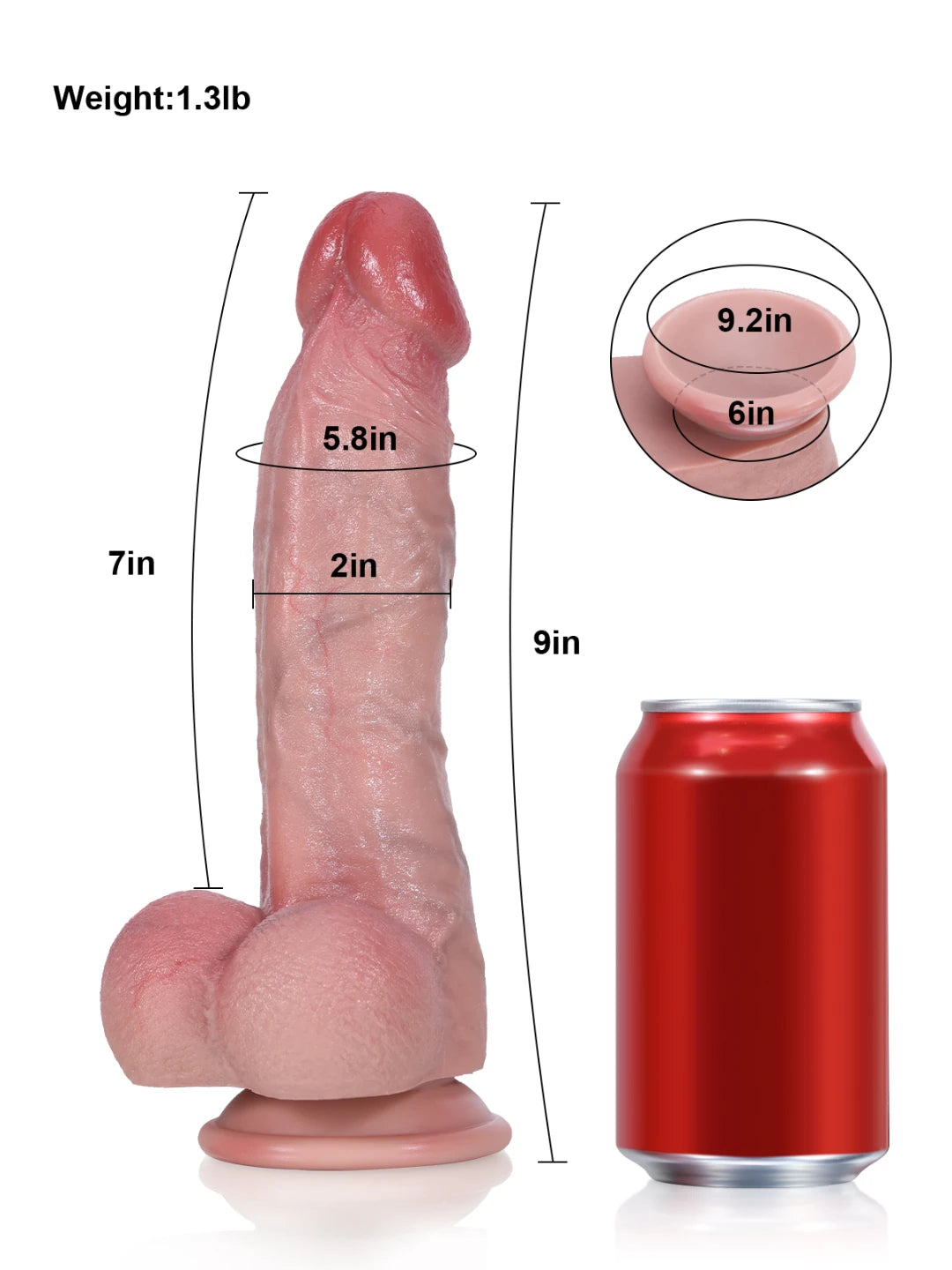 Missouri 9" x 2" Wrinkled Skin Ridged Dual Density Dildo