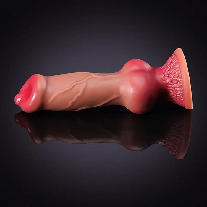 10.62" Brown Silicone Fantasy Dog Dildo with Big Knot & Pointed Tip-7