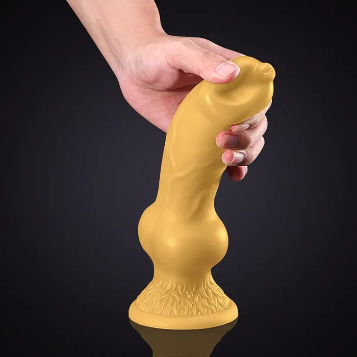 10.62" Brown Silicone Fantasy Dog Dildo with Big Knot & Pointed Tip-11