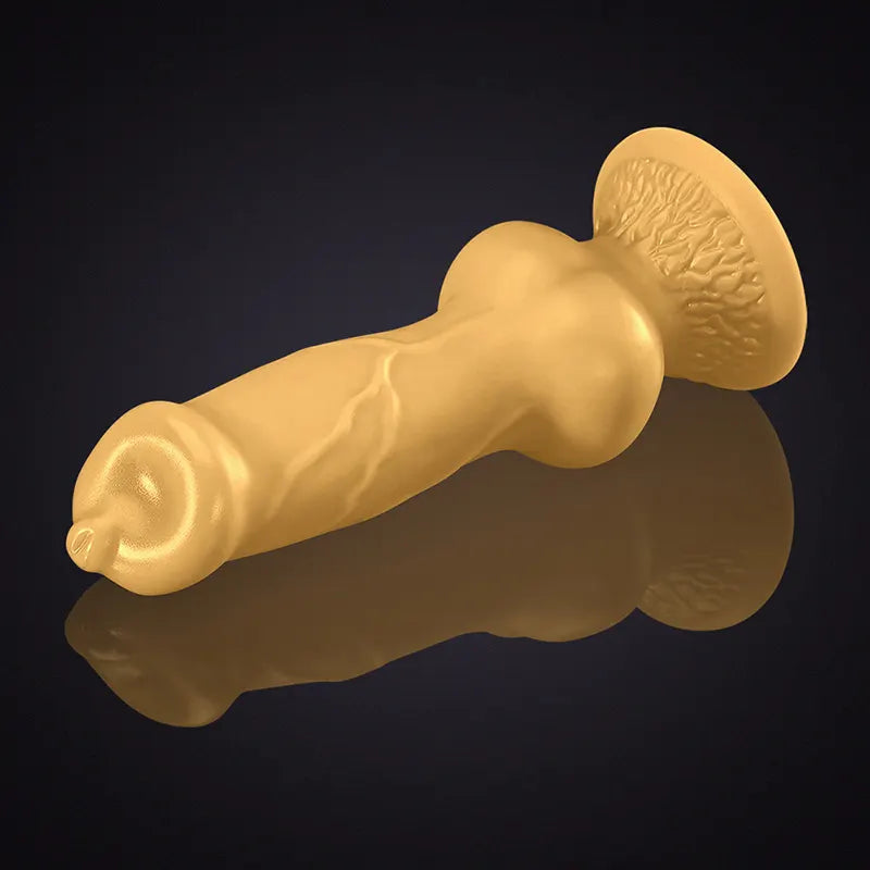 10.62" Brown Silicone Fantasy Dog Dildo with Big Knot & Pointed Tip-8