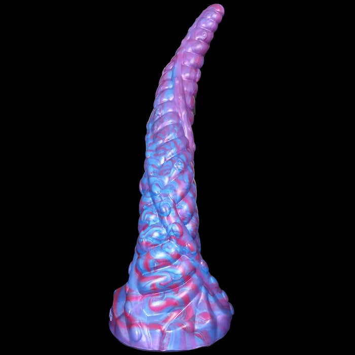 11" Purple Silicone Tentacle Monster Dildo with Tapered Tip & Spiral Textured Shaft-3