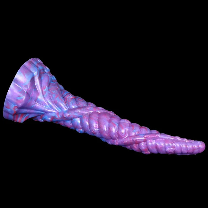 11" Purple Silicone Tentacle Monster Dildo with Tapered Tip & Spiral Textured Shaft-4