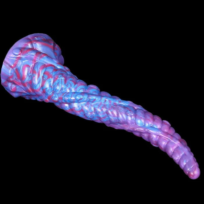 11" Purple Silicone Tentacle Monster Dildo with Tapered Tip & Spiral Textured Shaft-6