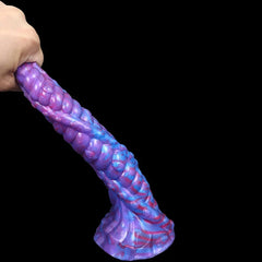 11" Purple Silicone Tentacle Monster Dildo with Tapered Tip & Spiral Textured Shaft-7