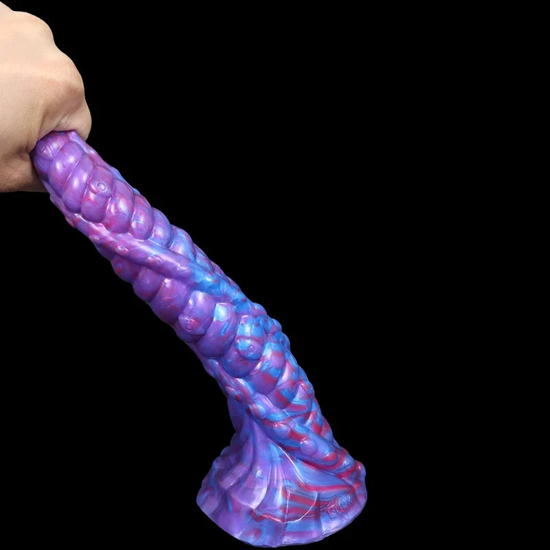 11" Purple Silicone Tentacle Monster Dildo with Tapered Tip & Spiral Textured Shaft-7