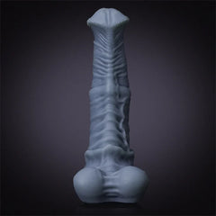 13.38" Thick Gray Fantasy Horse Dildo with Beaded Flared Head & Heavy Veins-6