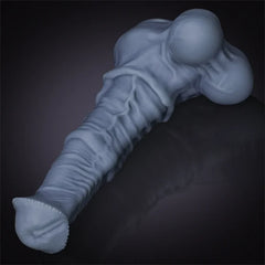 13.38" Thick Gray Fantasy Horse Dildo with Beaded Flared Head & Heavy Veins-4