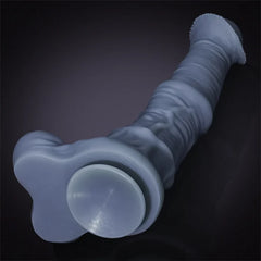 13.38" Thick Gray Fantasy Horse Dildo with Beaded Flared Head & Heavy Veins-7