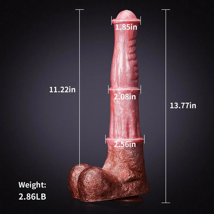 13.77" Ultra Long Pink Silicone Fantasy Horse Dildo with Medial Ring & Balls-2