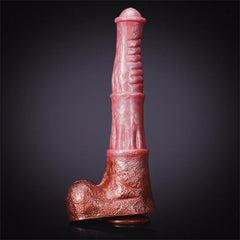 13.77" Ultra Long Pink Silicone Fantasy Horse Dildo with Medial Ring & Balls-3