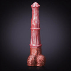 13.77" Ultra Long Pink Silicone Fantasy Horse Dildo with Medial Ring & Balls-4