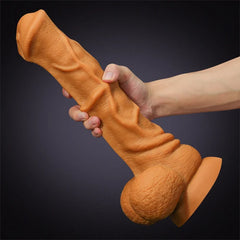 14.57" x 3.15" Gold Liquid Silicone Fantasy Horse Dildo with Flared Head & Big Balls-10