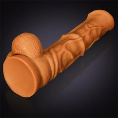 14.57" x 3.15" Gold Liquid Silicone Fantasy Horse Dildo with Flared Head & Big Balls-4