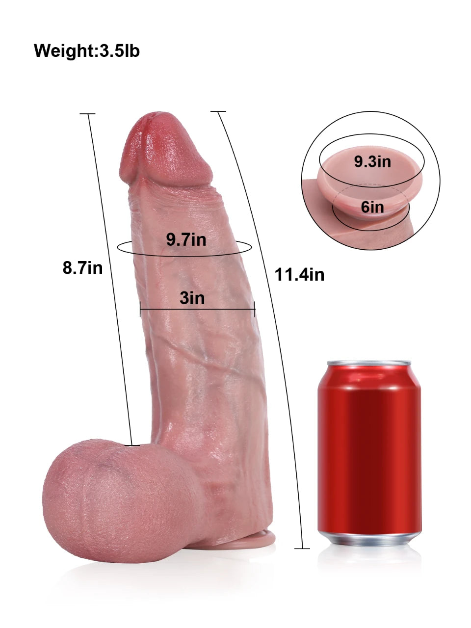 Chandler 11.4" x 3.1" Upward Curved Wide Body Realistic Dildo