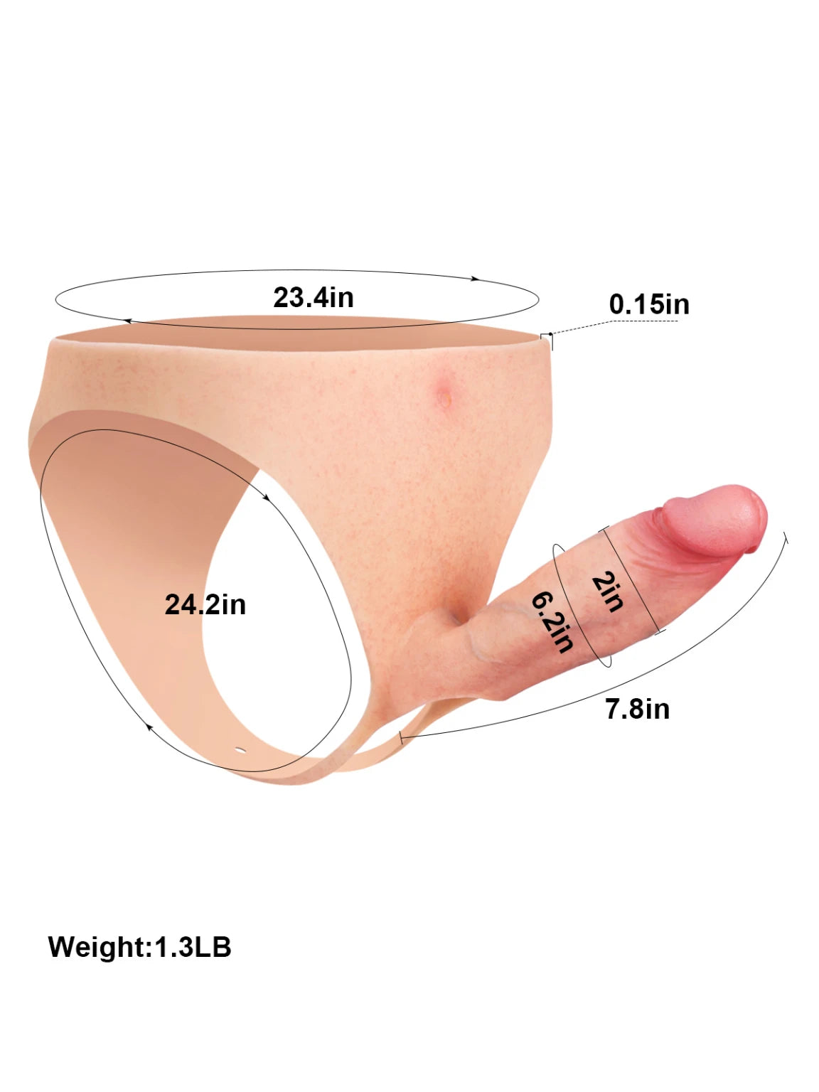 Mesa 7.8" x 2" Wearable Hollow Strap-On Sleeve for ED Support