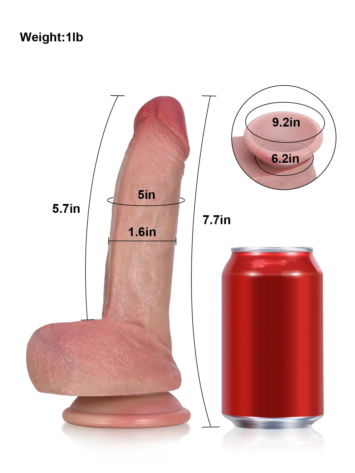 Fresno 7.7" x 1.6" Beginner Dildo, Soft Silicone with Bouncy Balls & Suction Cup-2