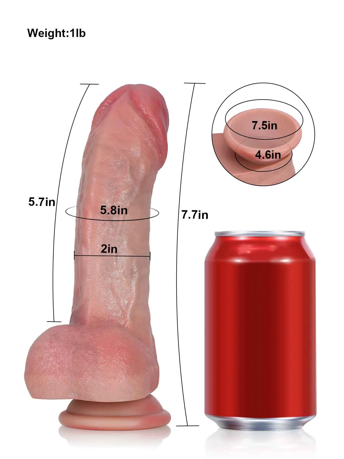 Griffin 7.7" x 2" Tapered Ridged Full Bulge Realistic Soft Dildo