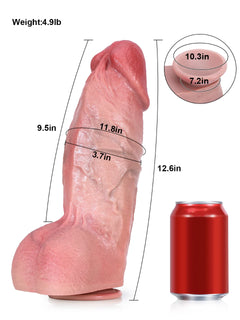 Alaska 12.6" x 3.7" Thick Rounded Realistic Dildo With Textured Veins-2