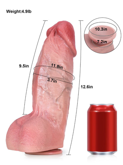 Alaska 12.6" x 3.7" Thick Rounded Realistic Dildo With Textured Veins