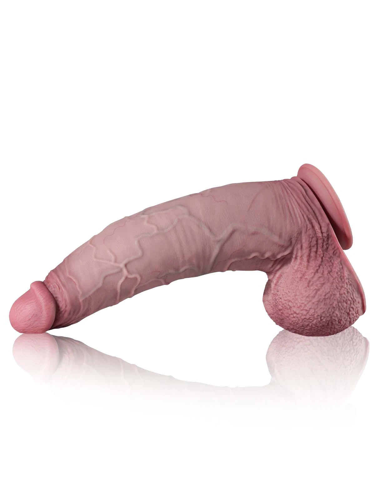 Granite 16" x 3.7" Giant Thick Curved Huge Dildo With Swollen Balls-9