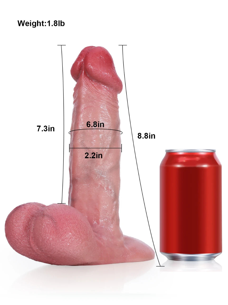 Tulsa 8.8" x 2.2" Angled Vac-U-Lock Real Feel Dildo