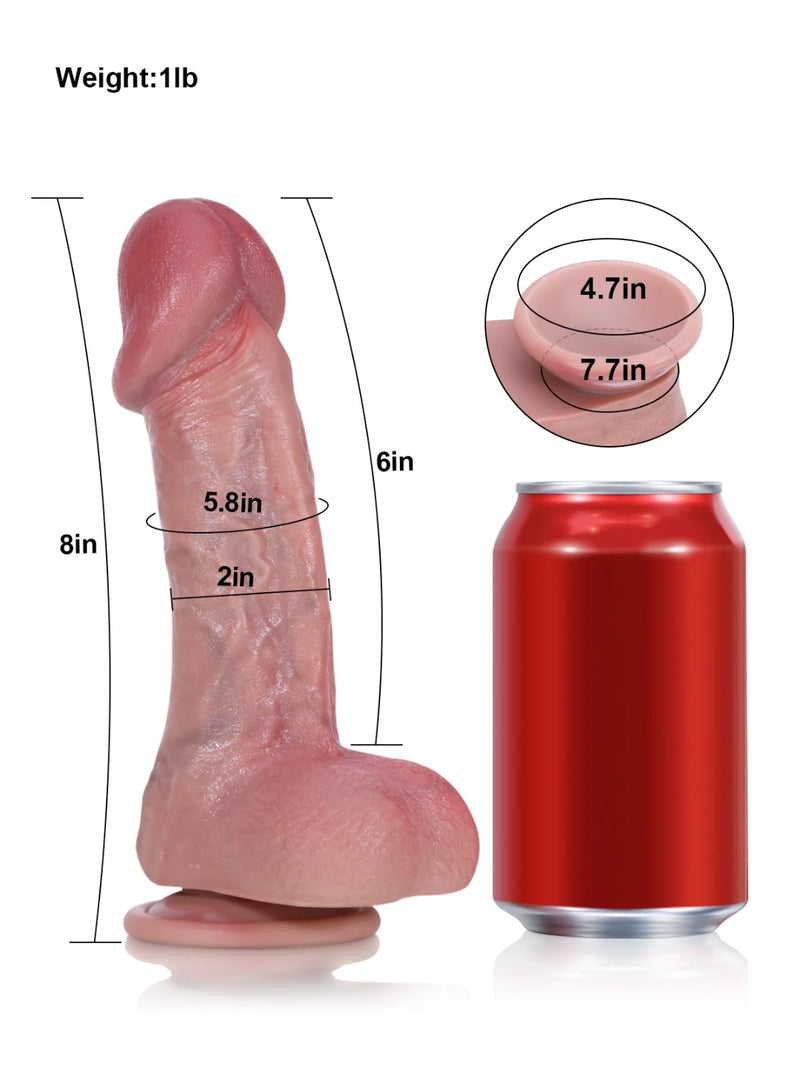 Florida 8" x 2" Short Thick Swollen Head Real Feel Dildo-2