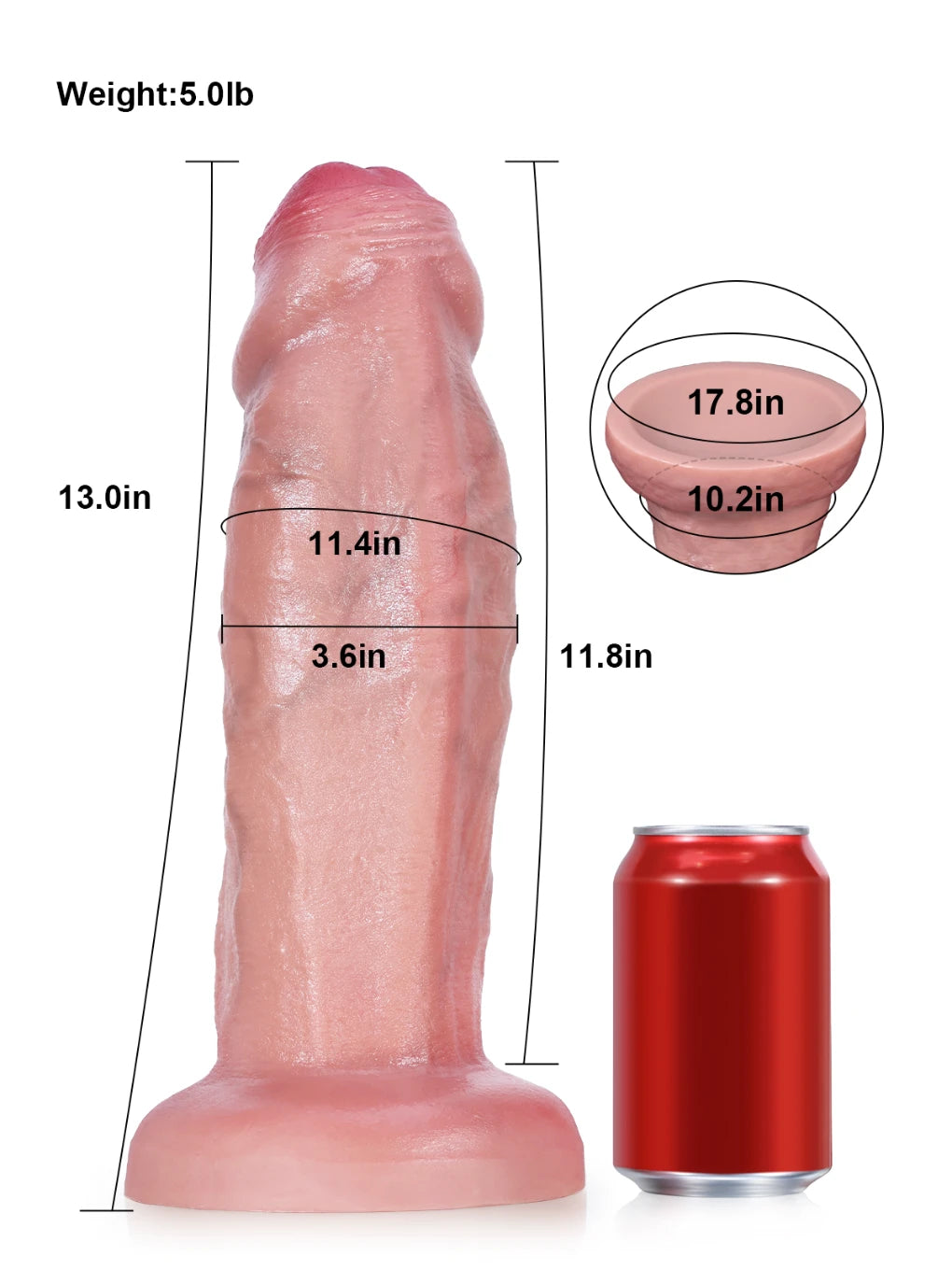 Maryland 13" x 3.6" Thick Anal Dildo with Uncut Foreskin Design