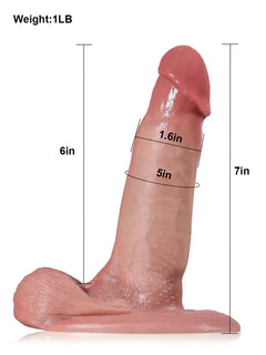 Size chart of the small 7 inch beginner dildo showing length and girth