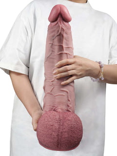 Granite 16" x 3.7" Giant Thick Curved Huge Dildo With Swollen Balls-3