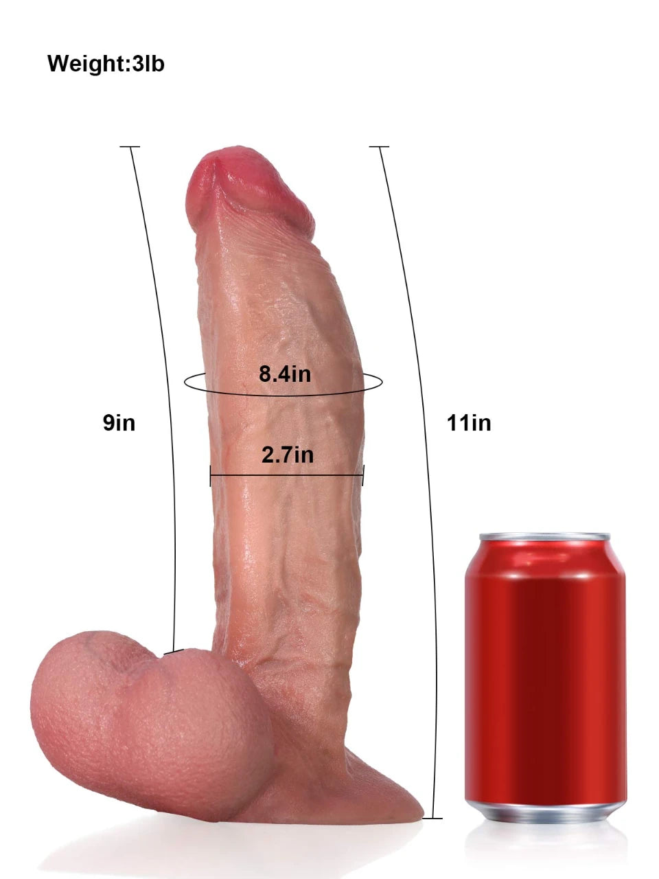 Atlanta 11" x 2.7" Curved Ridged Dual-Density Vac-U-Lock Dildo-3