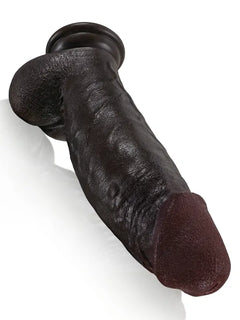 8 inch short thick realistic dildo in black with chubby shaft