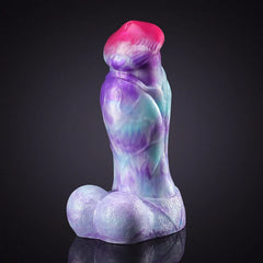 9.05" x 2.95" Purple Mixed Color Silicone Fantasy Dog Dildo with Armored Shaft & Balls-1