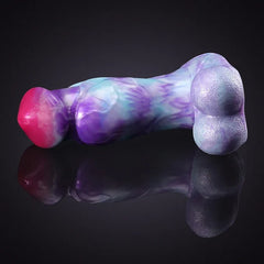 9.05" x 2.95" Purple Mixed Color Silicone Fantasy Dog Dildo with Armored Shaft & Balls-3