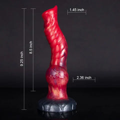 9.25" Mixed Color Platinum Silicone Fantasy Wolf Dog Knot Dildo, Textured Shaft-2