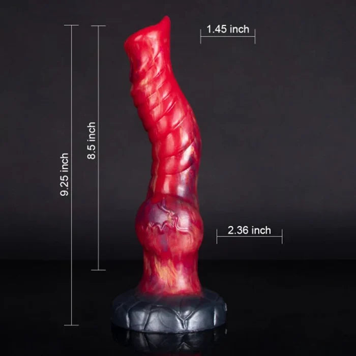 9.25" Mixed Color Platinum Silicone Fantasy Wolf Dog Knot Dildo, Textured Shaft-2